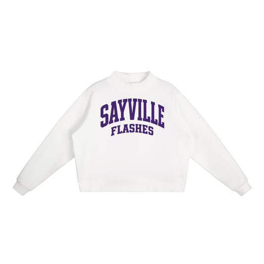 Basic 2 Sayville Essential Fleece Mock-Neck Crew Sweatshirt (printed)