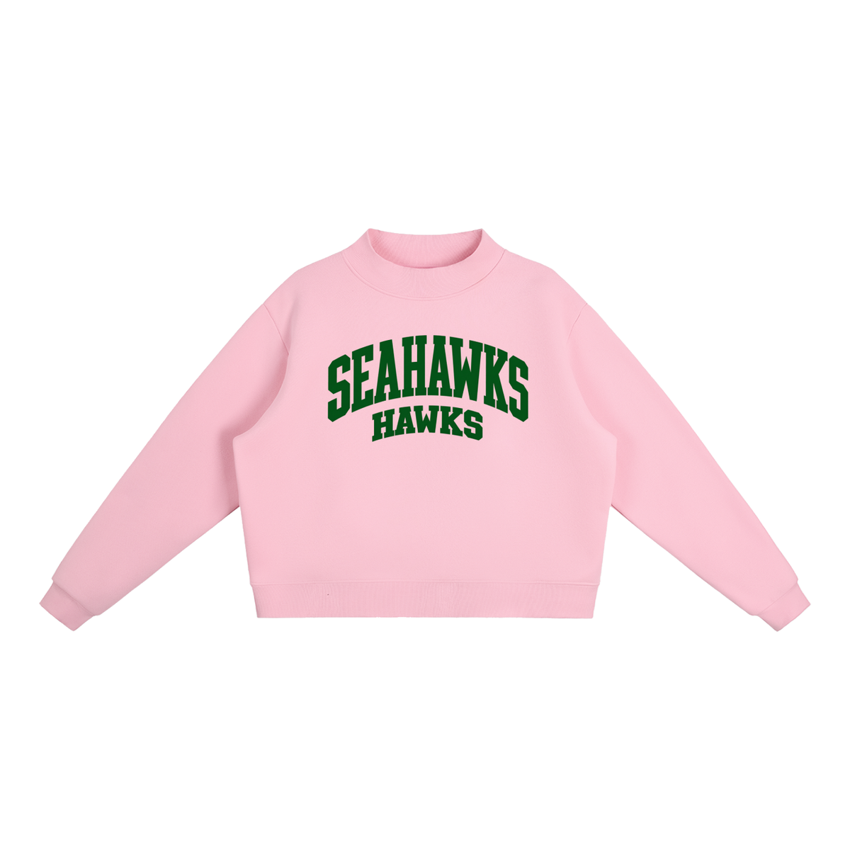 Basic 2 Seahawks Essential Fleece Mock-Neck Crew Sweatshirt (printed)