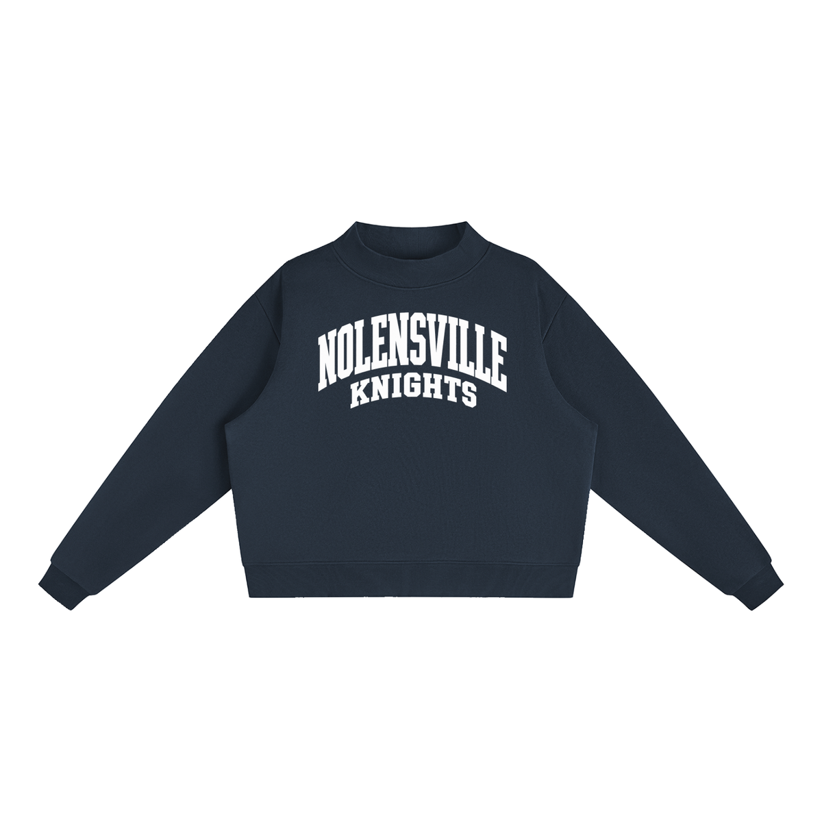 Basic 2 White Nolensville Essential Fleece Mock-Neck Crew Sweatshirt (printed)