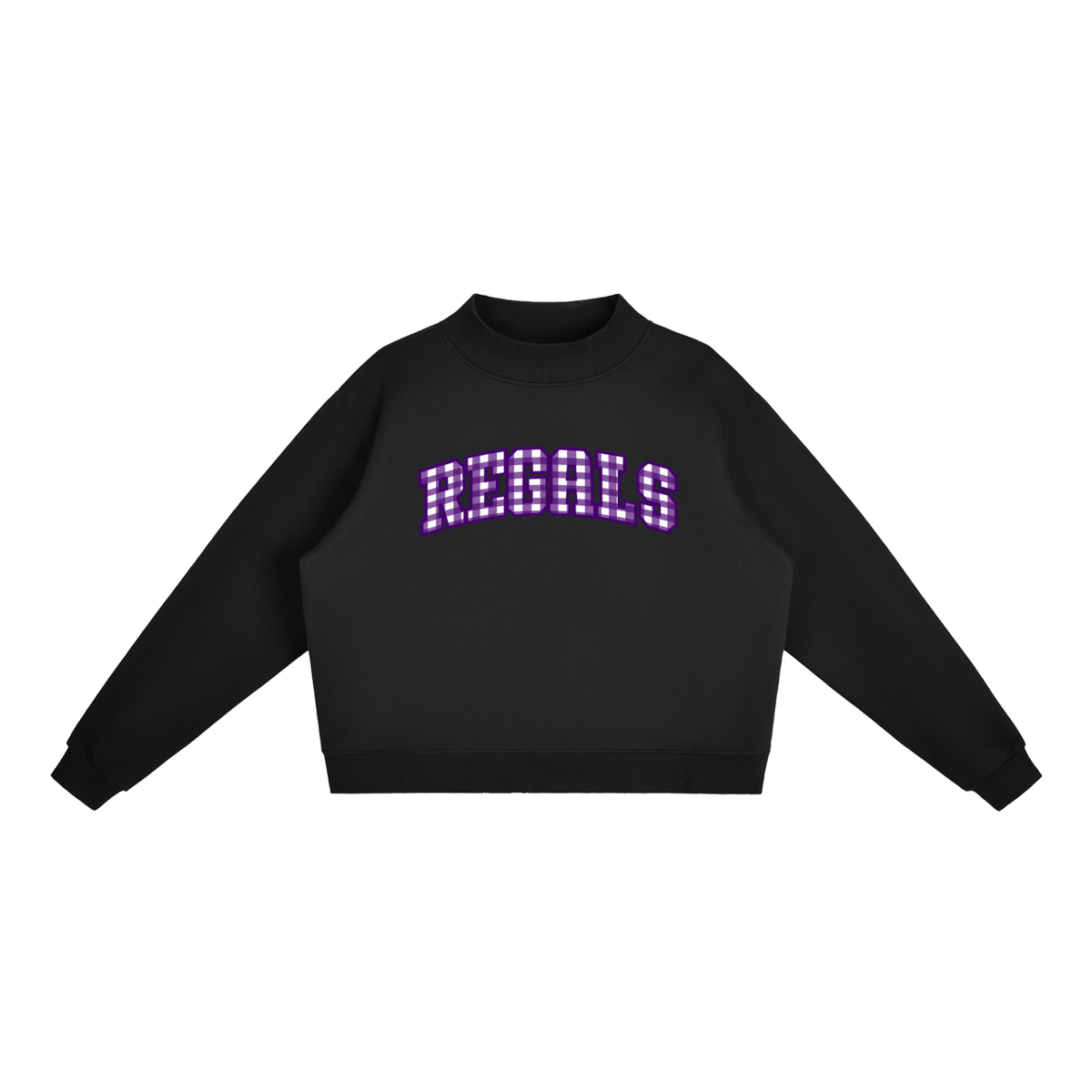 Gingham Cal Lutheran Essential Fleece Mock-Neck Crew Sweatshirt (printed)