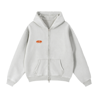 Basic 2 Cardinal Mooney Zip-Through Boxy Fleece Hoodie