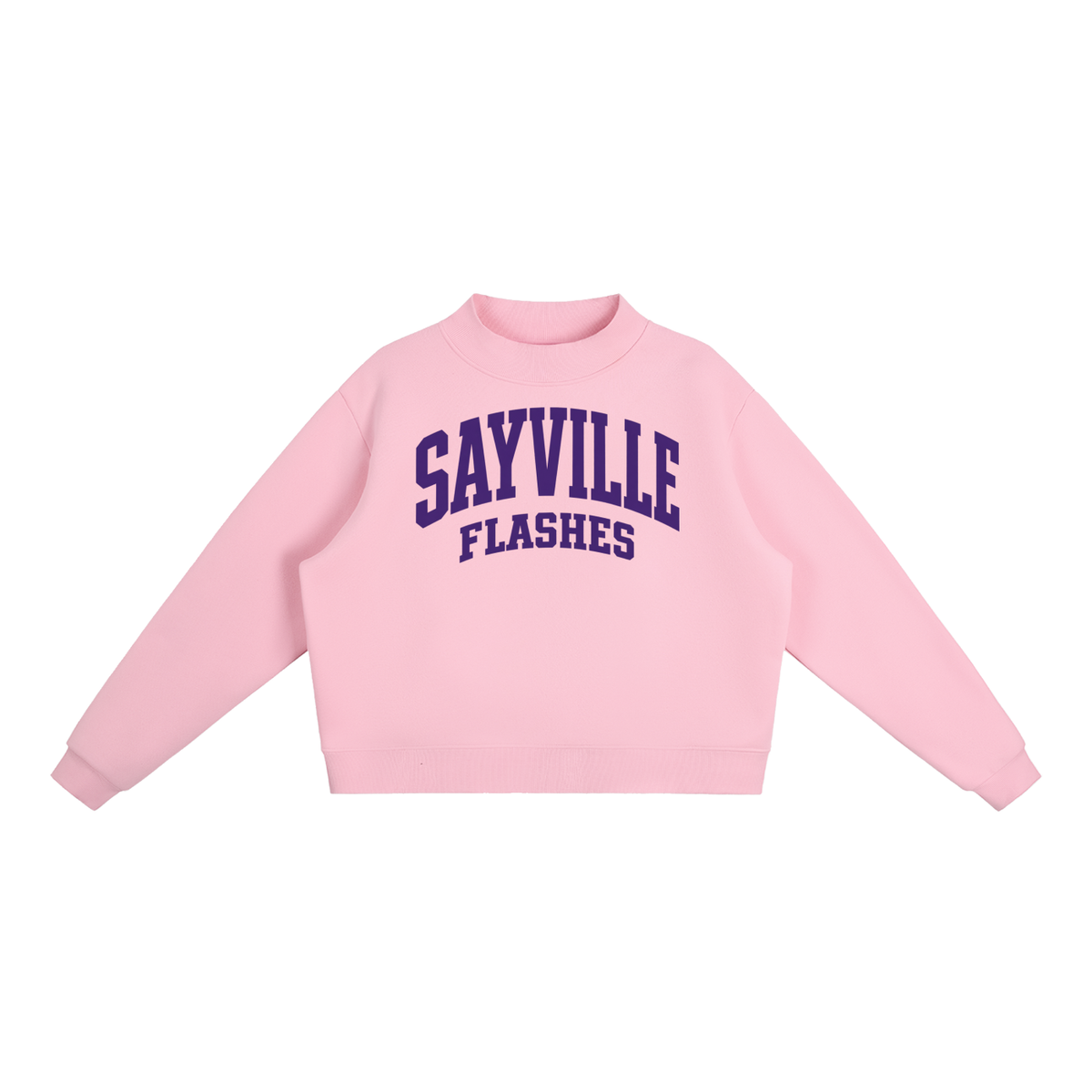 Basic 2 Sayville Essential Fleece Mock-Neck Crew Sweatshirt (printed)