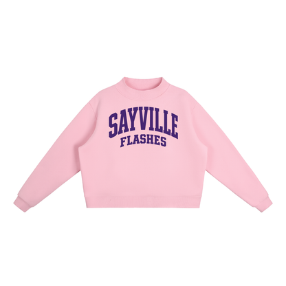 Basic 2 Sayville Essential Fleece Mock-Neck Crew Sweatshirt (printed)