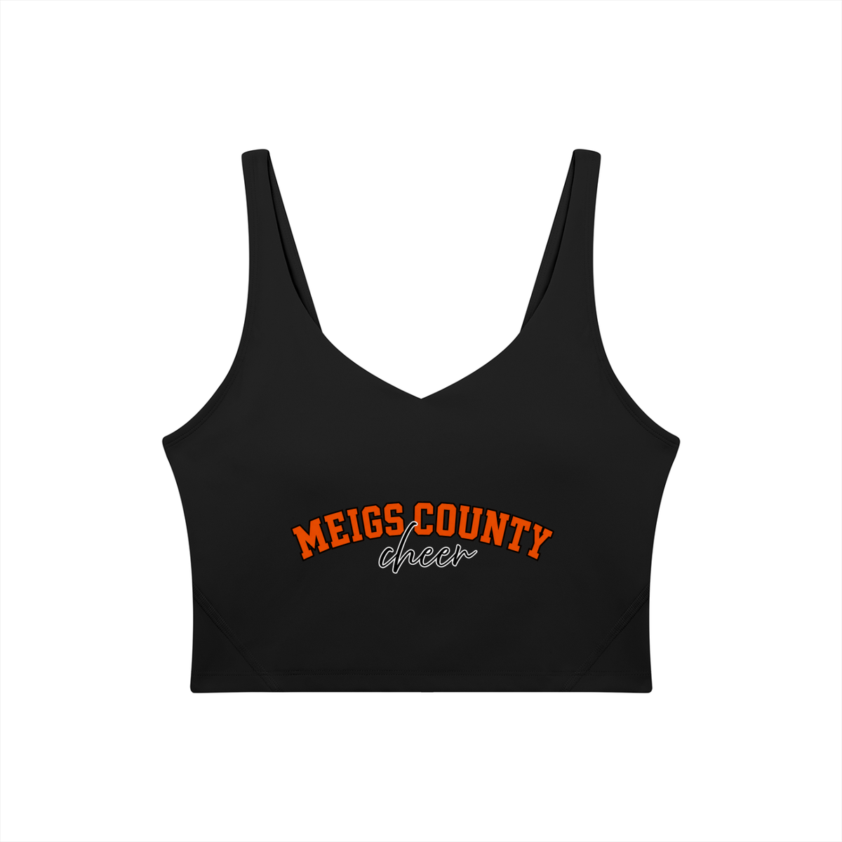 Cursive Meigs County Women's V-Neck Yoga Sports Bra