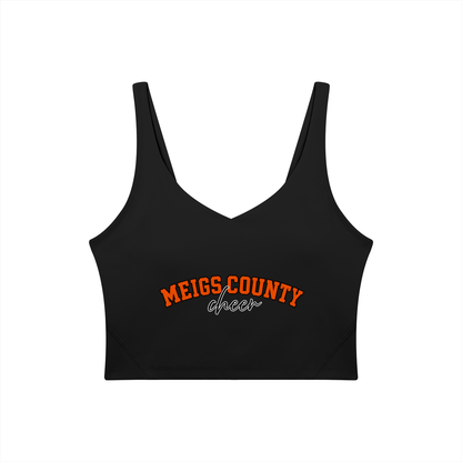Cursive Meigs County Women's V-Neck Yoga Sports Bra