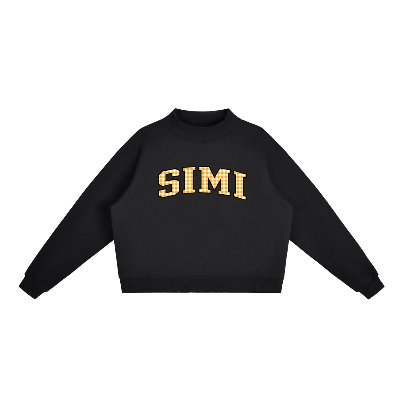Gingham Simi Valley Essential Fleece Mock-Neck Crew Sweatshirt