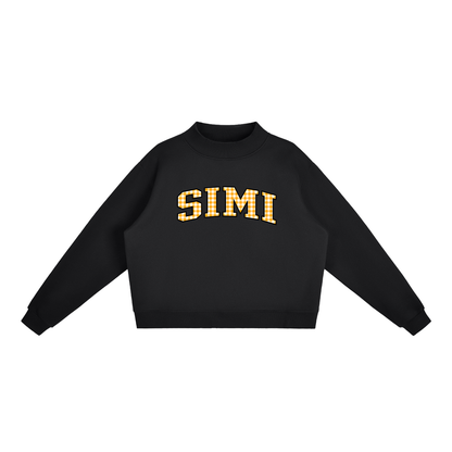 Gingham Simi Valley Essential Fleece Mock-Neck Crew Sweatshirt