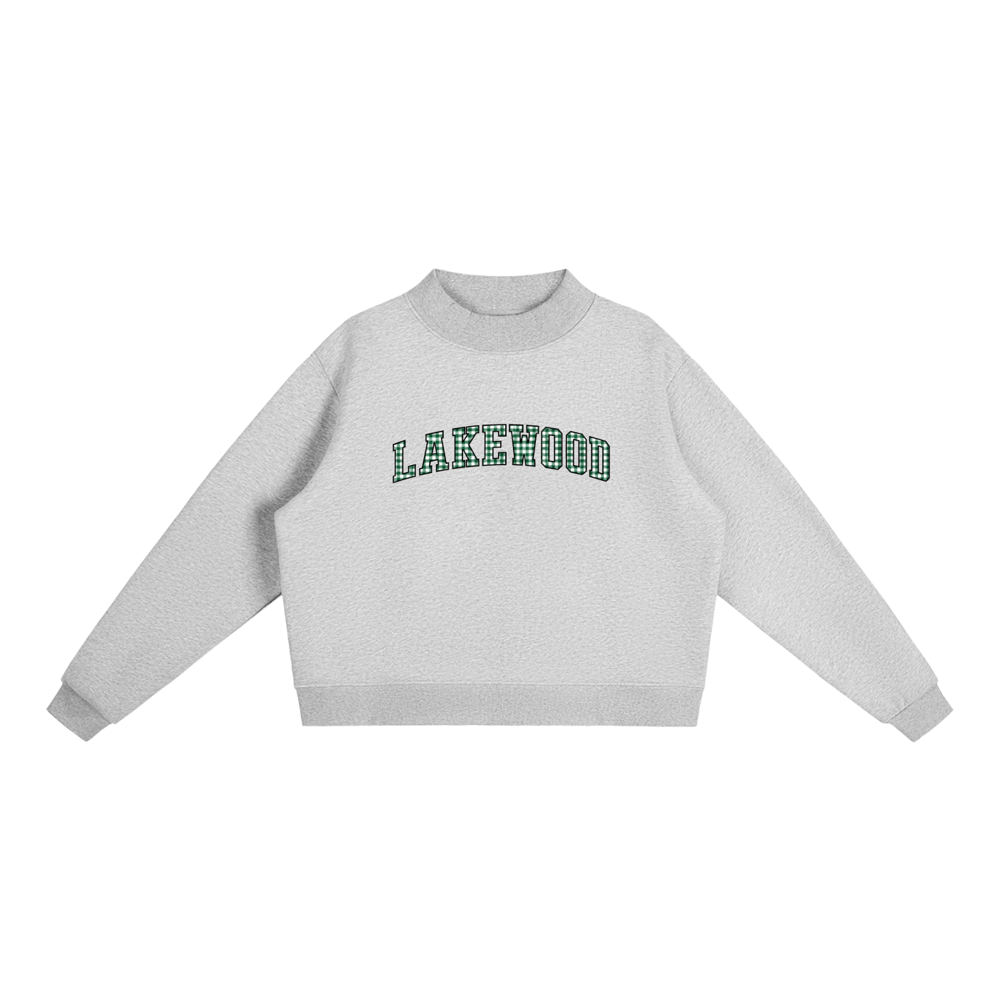 Gingham Lakewood Ranch Essential Fleece Mock-Neck Crew Sweatshirt