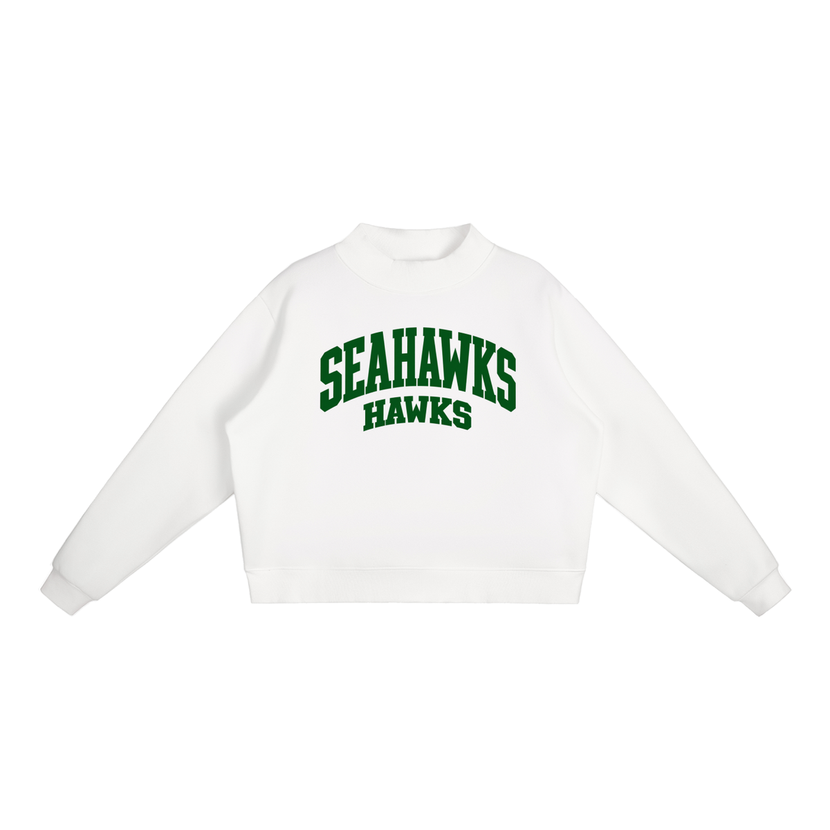 Basic 2 Seahawks Essential Fleece Mock-Neck Crew Sweatshirt (printed)