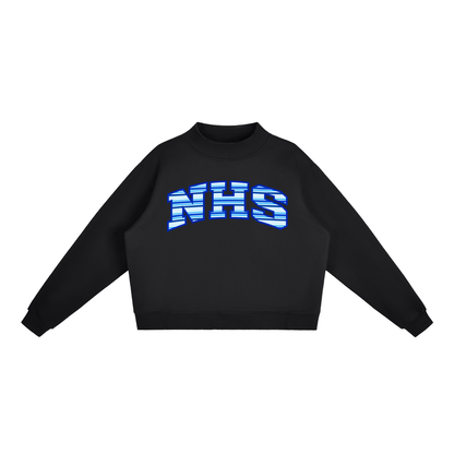 Striped NHS Essential Fleece Mock-Neck Crew Sweatshirt