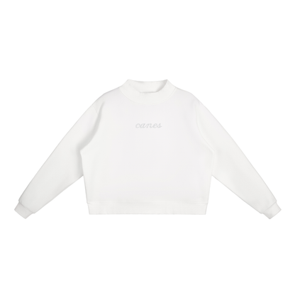 EMBROIDERED Fleece Mock-Neck Crew Sweatshirt