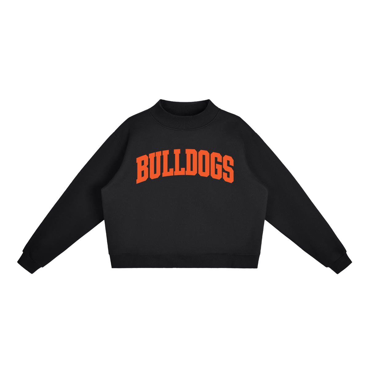 Basic 2 Green Bulldogs Essential Fleece Mock-Neck Crew Sweatshirt (printed)
