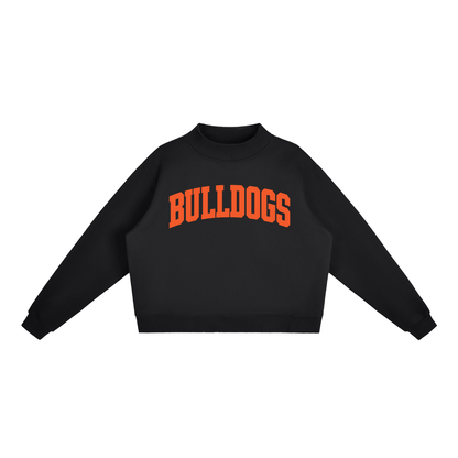 Basic 2 Green Bulldogs Essential Fleece Mock-Neck Crew Sweatshirt (printed)