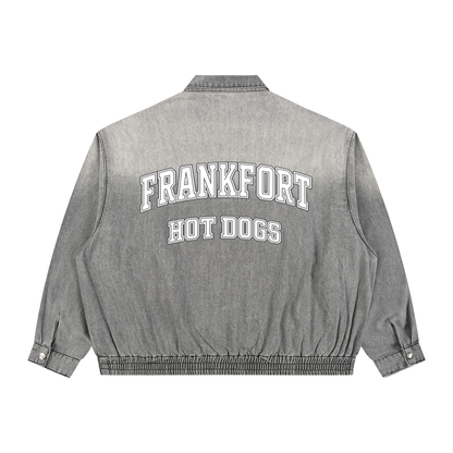 Unisex Vintage Wash Full-Zip Denim Jacket