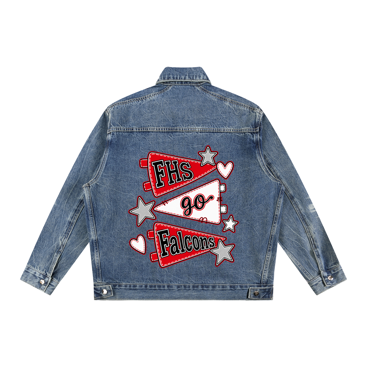 Lets Go Fitch Vintage Wash Zip Up Denim Jacket