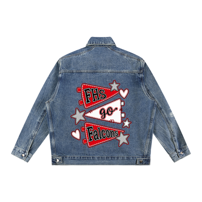 Lets Go Fitch Vintage Wash Zip Up Denim Jacket