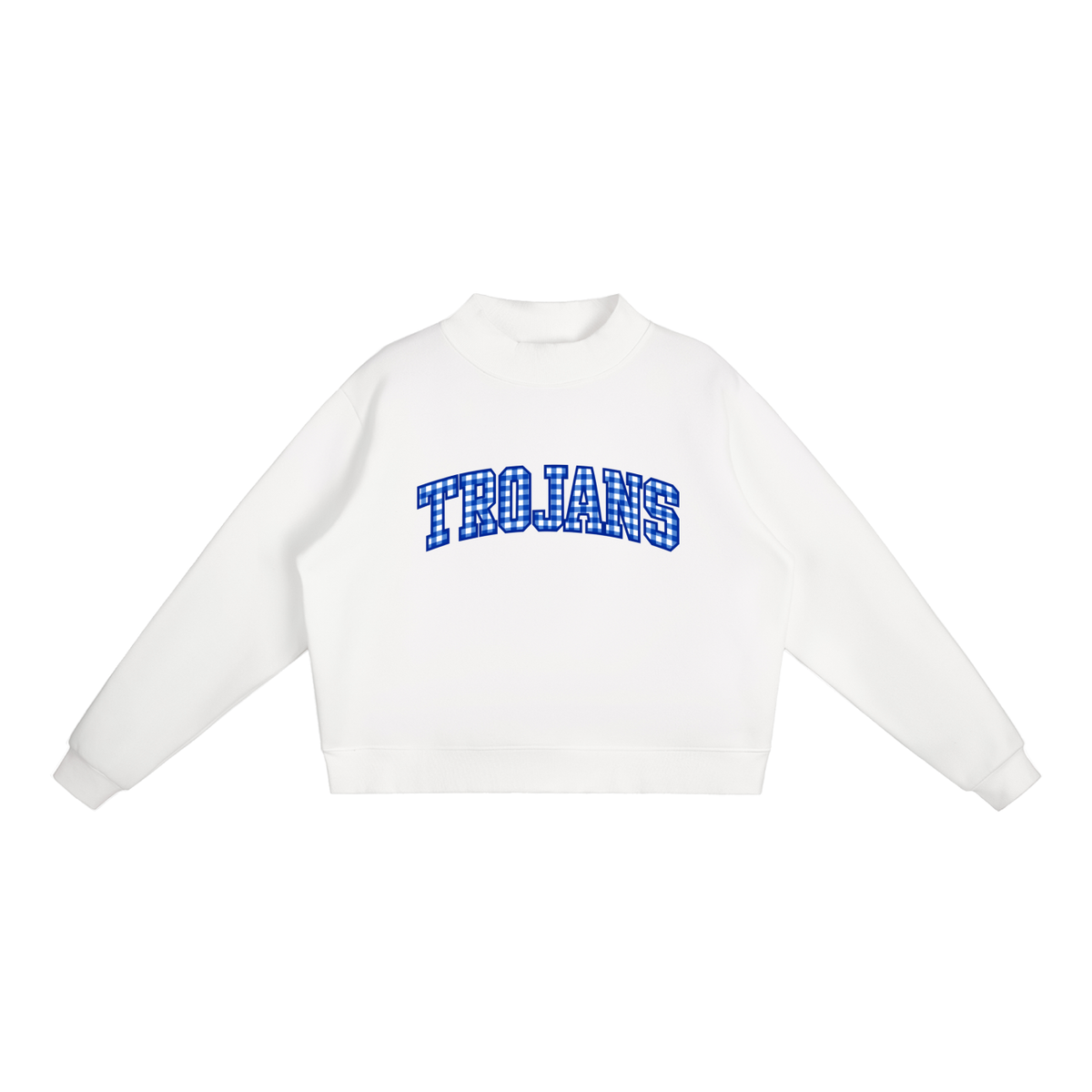 Gingham Silver Valley Essential Fleece Mock-Neck Crew Sweatshirt (printed)