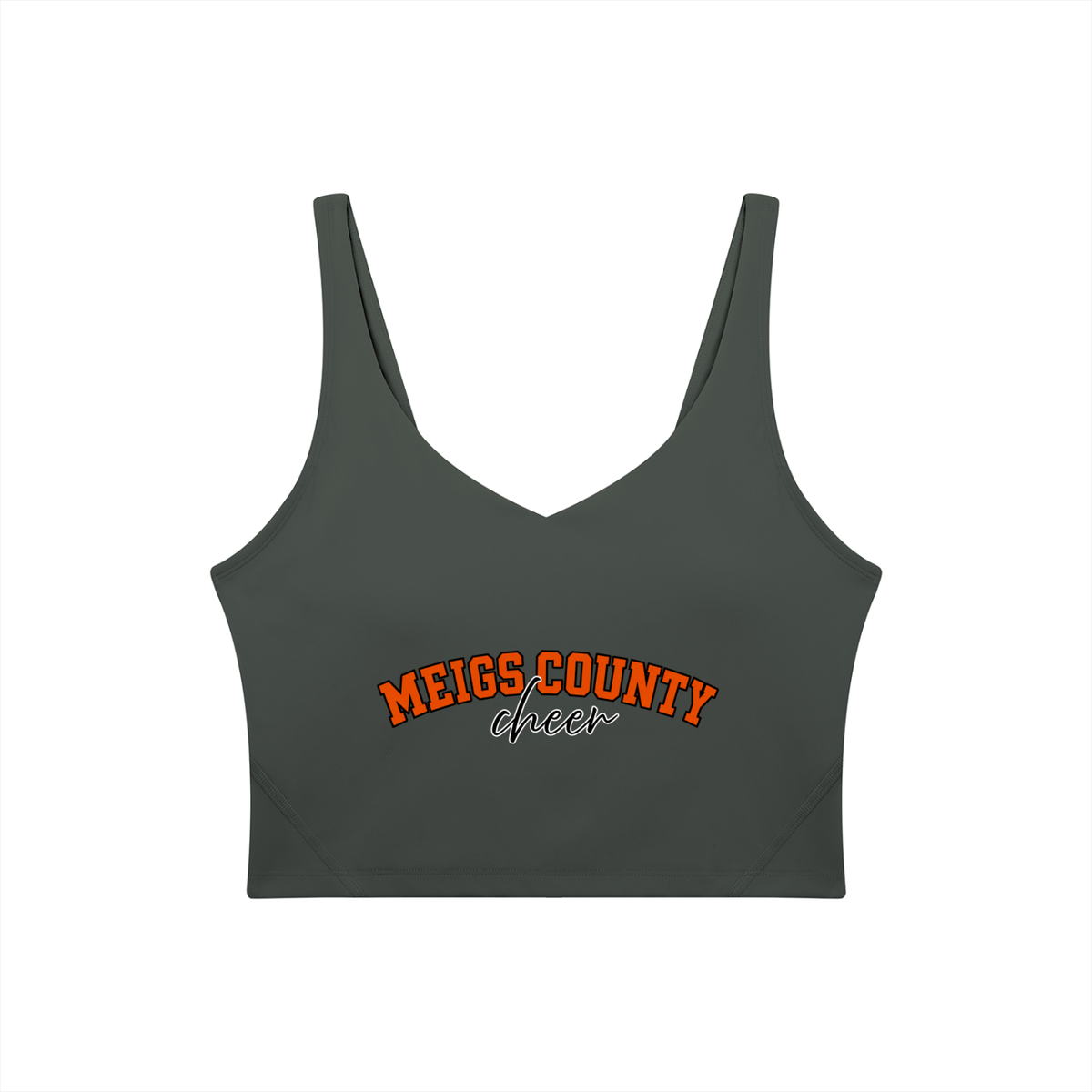 Cursive Meigs County Women's V-Neck Yoga Sports Bra
