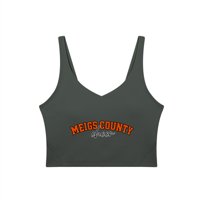 Cursive Meigs County Women's V-Neck Yoga Sports Bra