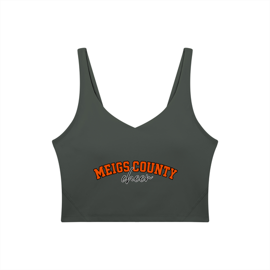 Cursive Meigs County Women's V-Neck Yoga Sports Bra