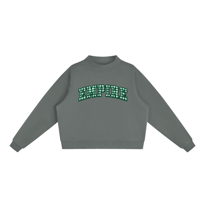 Gingham Empire Essential Fleece Mock-Neck Crew Sweatshirt (printed)