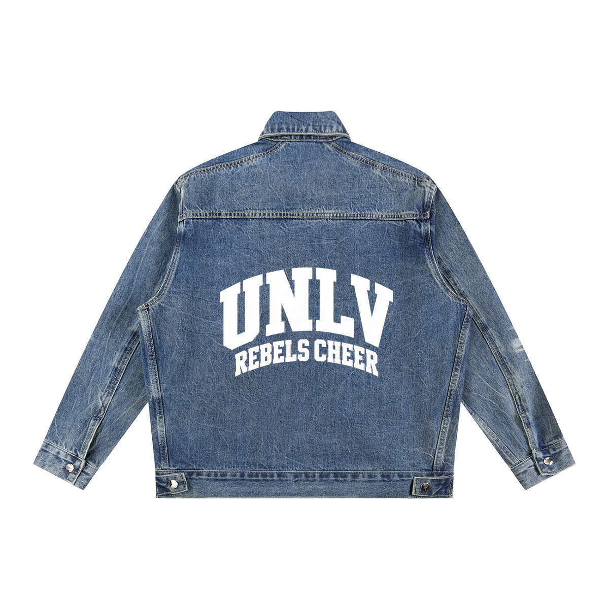 Basic 2 White UNLV Vintage Wash Zip Up Denim Jacket