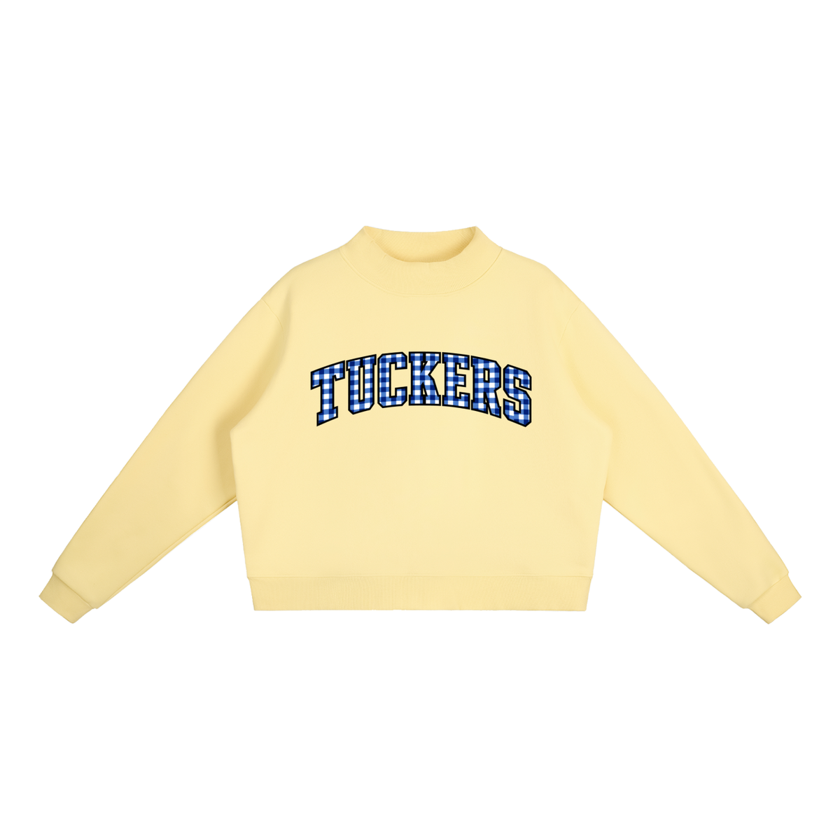 Gingham Mattituck Essential Fleece Mock-Neck Crew Sweatshirt