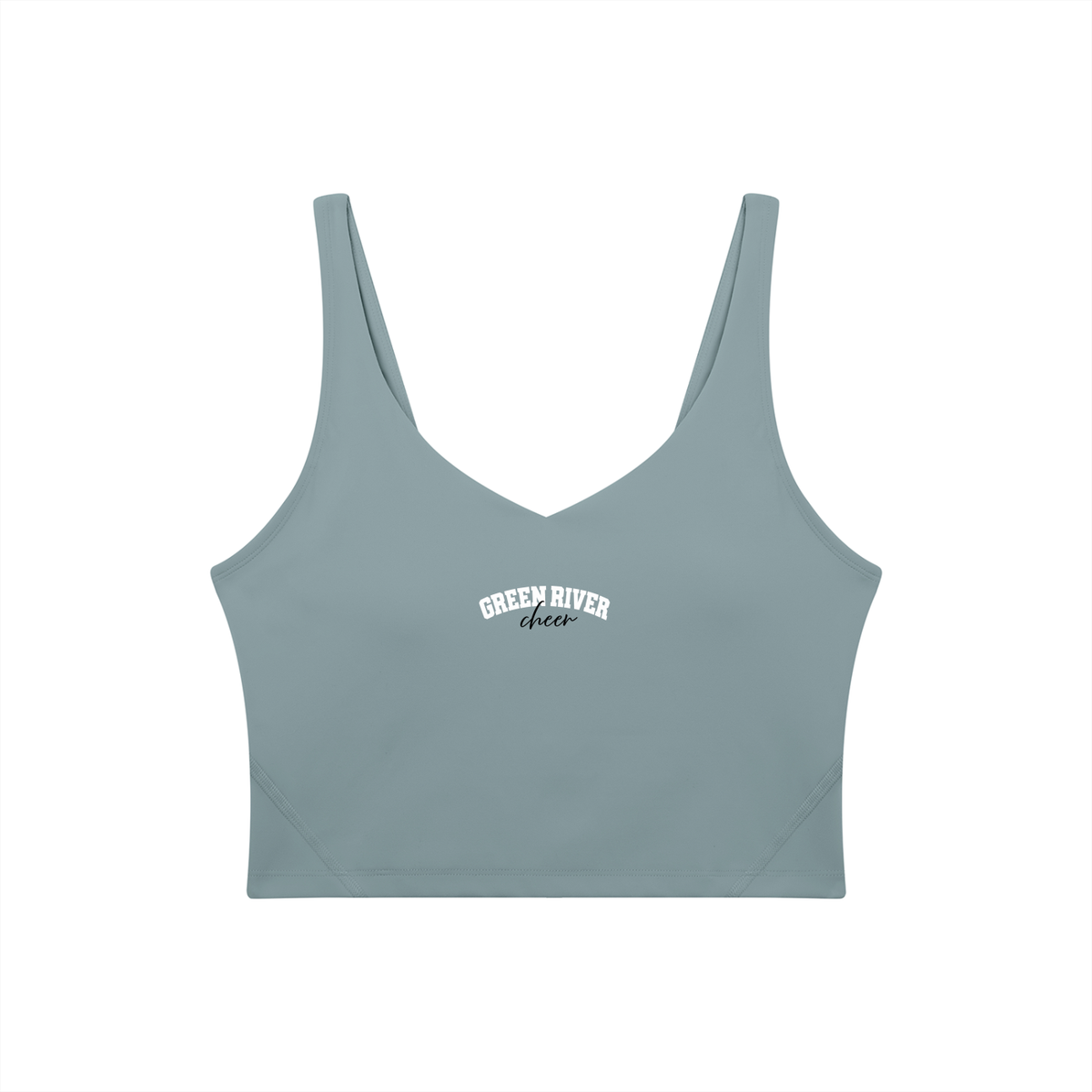 Cursive Green River Women's V-Neck Yoga Sports Bra