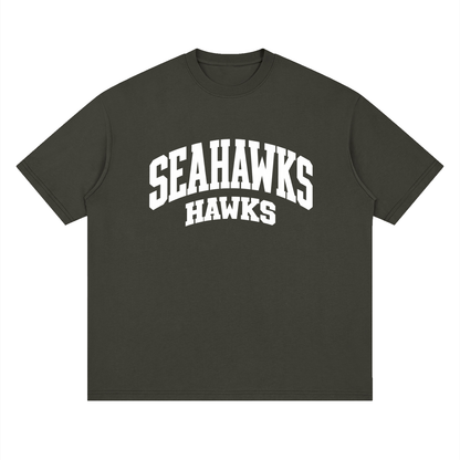 Basic 2 White Seahawks Oversized Drop Shoulder T-Shirt