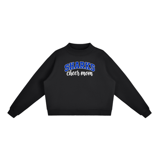 Cheer Mom Saint James Essential Fleece Mock-Neck Crew Sweatshirt (printed)