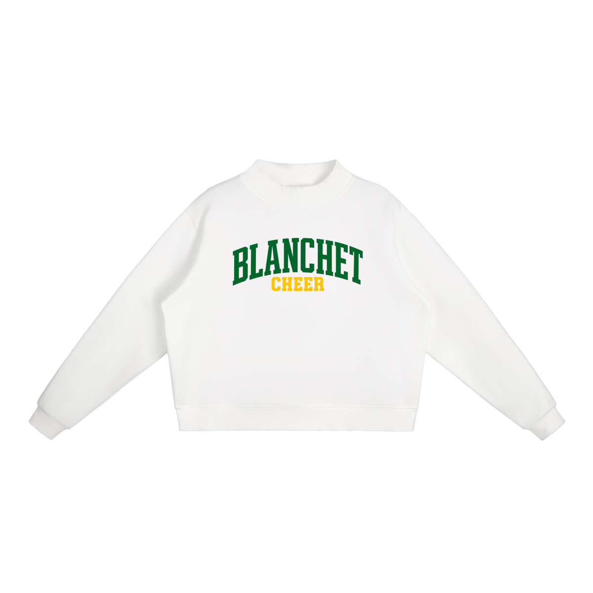 Basic 1 Blanchet Essential Fleece Mock-Neck Crew Sweatshirt (printed)