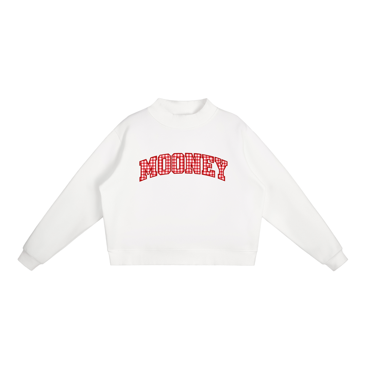 Gingham Cardinal Mooney Essential Fleece Mock-Neck Crew Sweatshirt