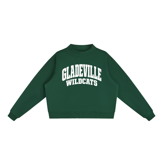 Basic 2 White Gladeville Essential Fleece Mock-Neck Crew Sweatshirt (printed)