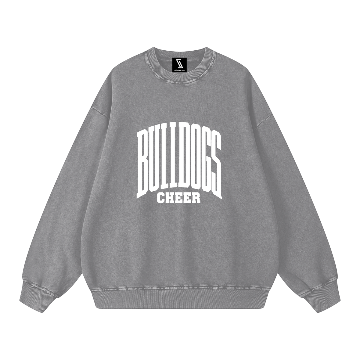 Basic 3 Green Bulldogs Snow Washed Oversized Sweatshirt
