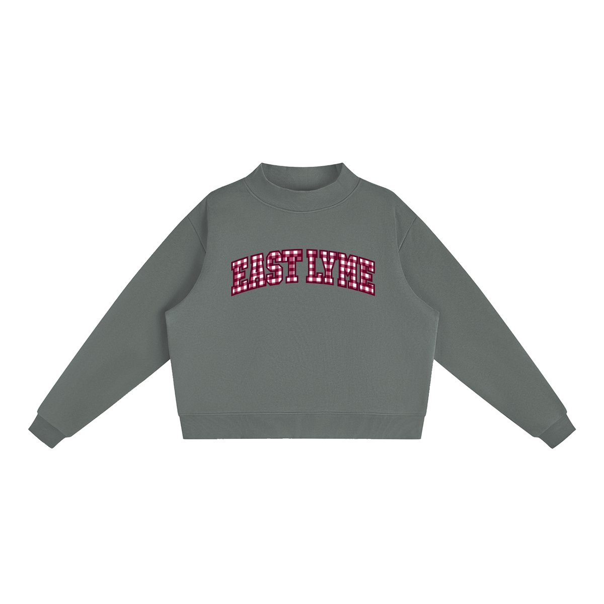Gingham East Lyme Essential Fleece Mock-Neck Crew Sweatshirt (printed)