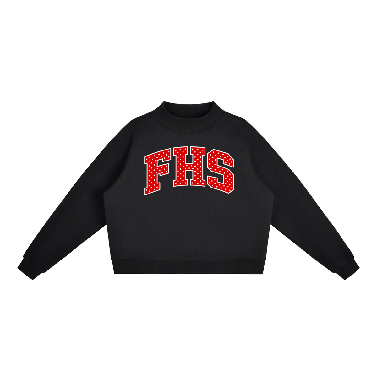 Polka Dot Fitch Essential Fleece Mock-Neck Crew Sweatshirt (printed)