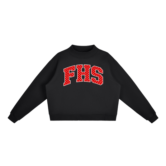 Polka Dot Fitch Essential Fleece Mock-Neck Crew Sweatshirt (printed)