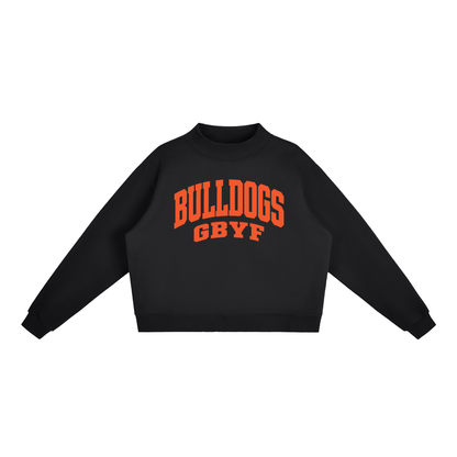 Basic 2 Green Bulldogs Essential Fleece Mock-Neck Crew Sweatshirt (printed)
