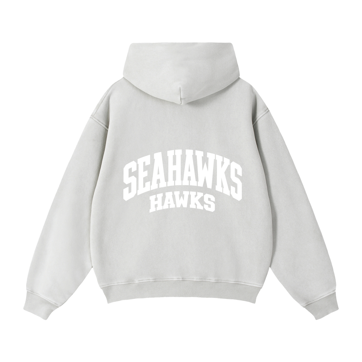 Basic 2 White Seahawks Zip-Through Boxy Fleece Hoodie