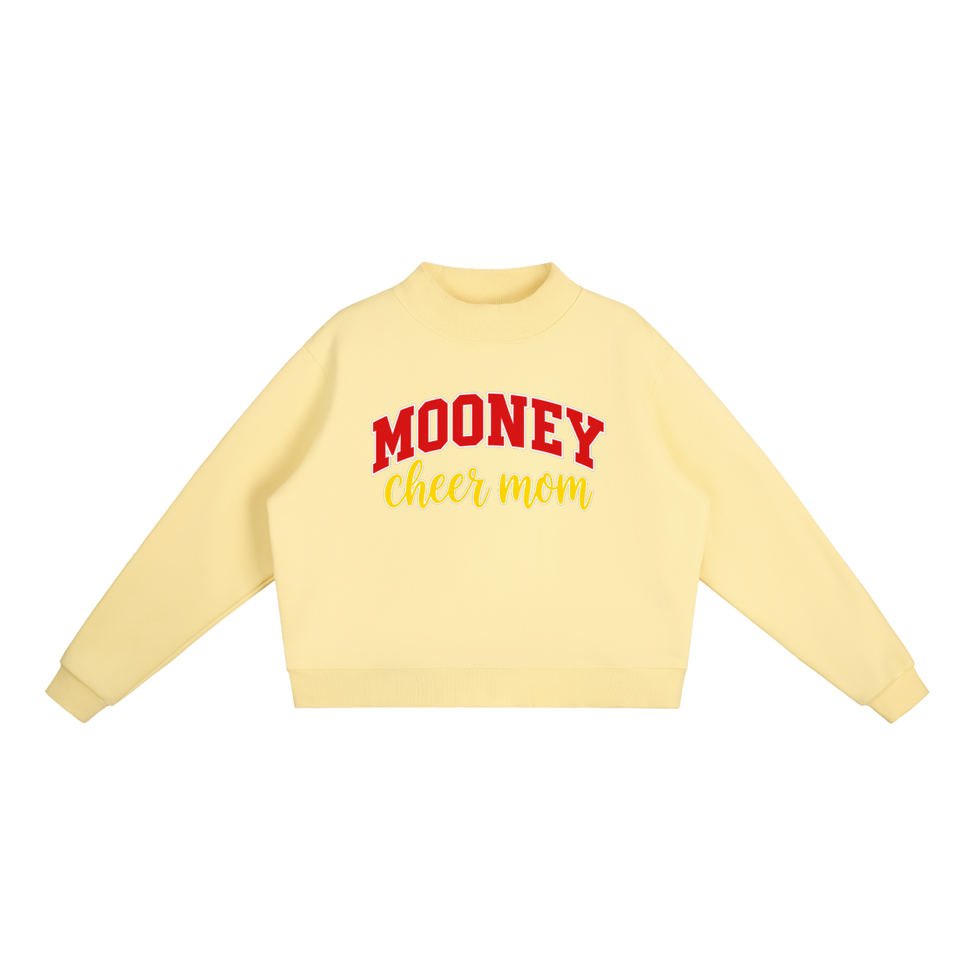 Cheer Mom Cardinal Mooney Essential Fleece Mock-Neck Crew Sweatshirt