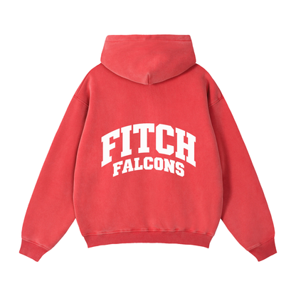 Basic 2 White Fitch Zip-Through Boxy Fleece Hoodie