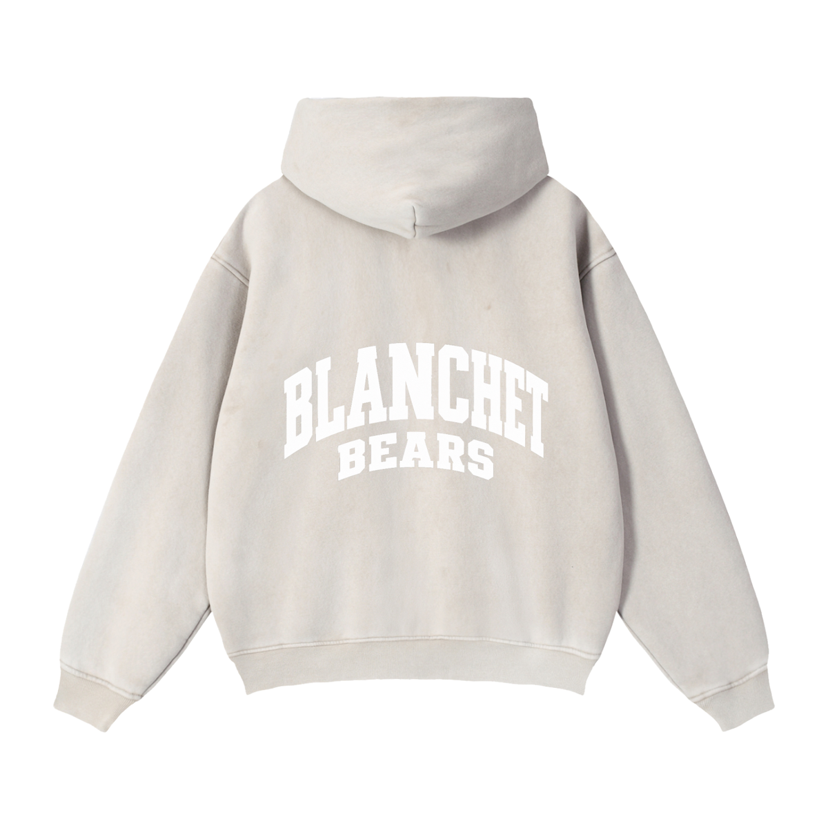 Basic 2 White Blanchet Zip-Through Boxy Fleece Hoodie