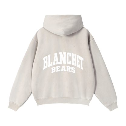 Basic 2 White Blanchet Zip-Through Boxy Fleece Hoodie