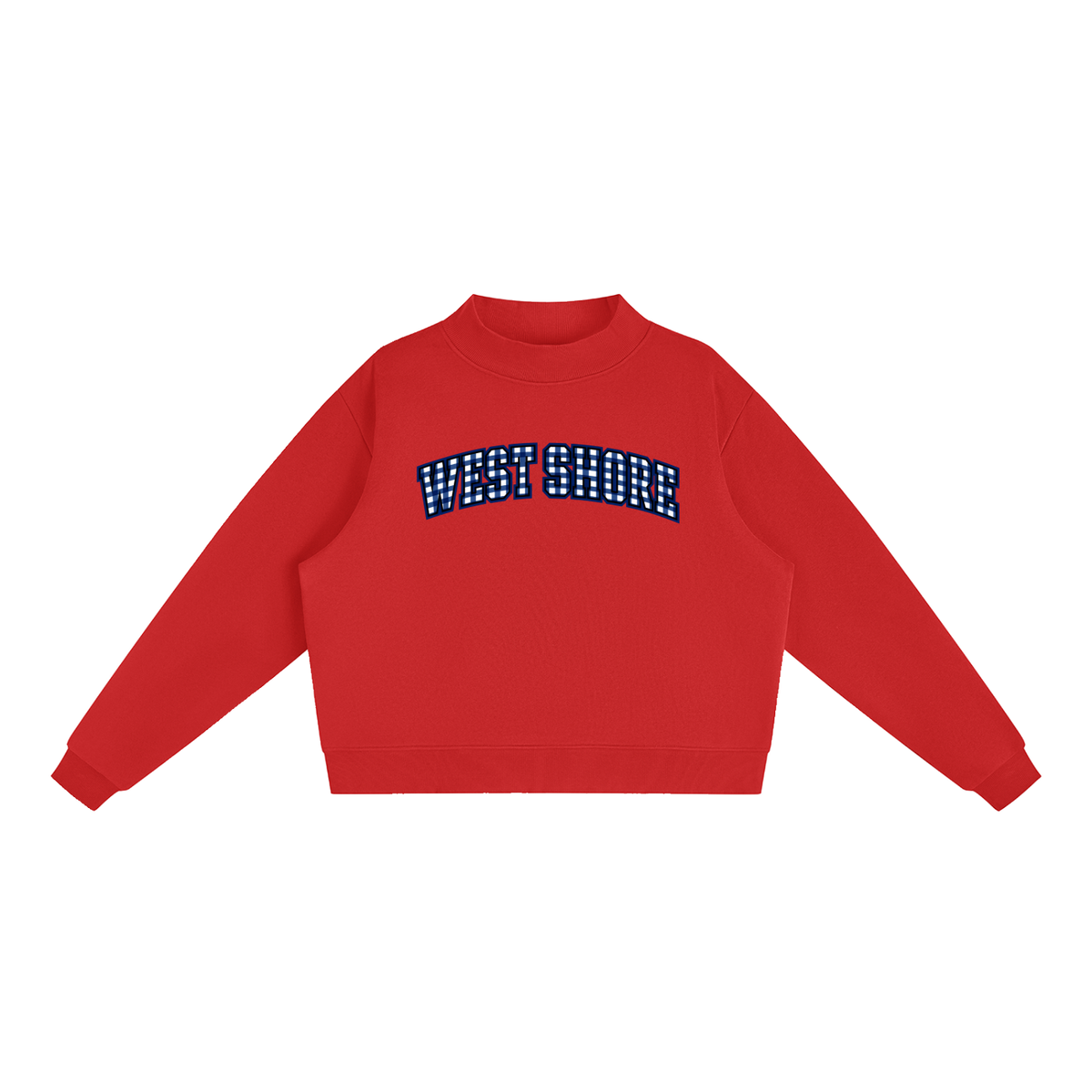 Gingham West Shore Essential Fleece Mock-Neck Crew Sweatshirt (printed)