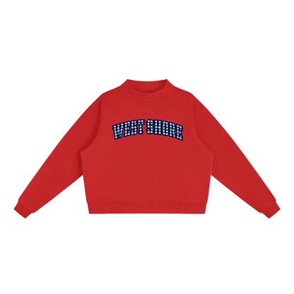 Gingham West Shore Essential Fleece Mock-Neck Crew Sweatshirt (printed)