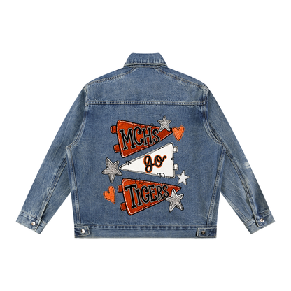 Lets Go Meigs County Vintage Wash Zip Up Denim Jacket