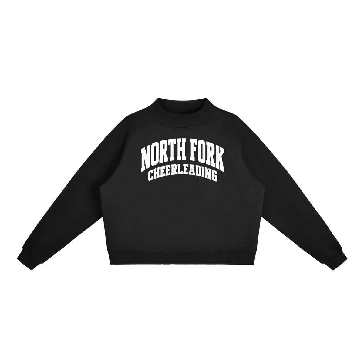 Basic 2 White North Fork Essential Fleece Mock-Neck Crew Sweatshirt (printed)