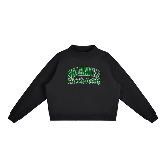 Cheer Mom Seahawks Essential Fleece Mock-Neck Crew Sweatshirt (printed)