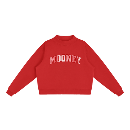 Gingham Cardinal Mooney Essential Fleece Mock-Neck Crew Sweatshirt