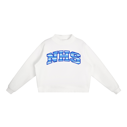 Striped NHS Essential Fleece Mock-Neck Crew Sweatshirt